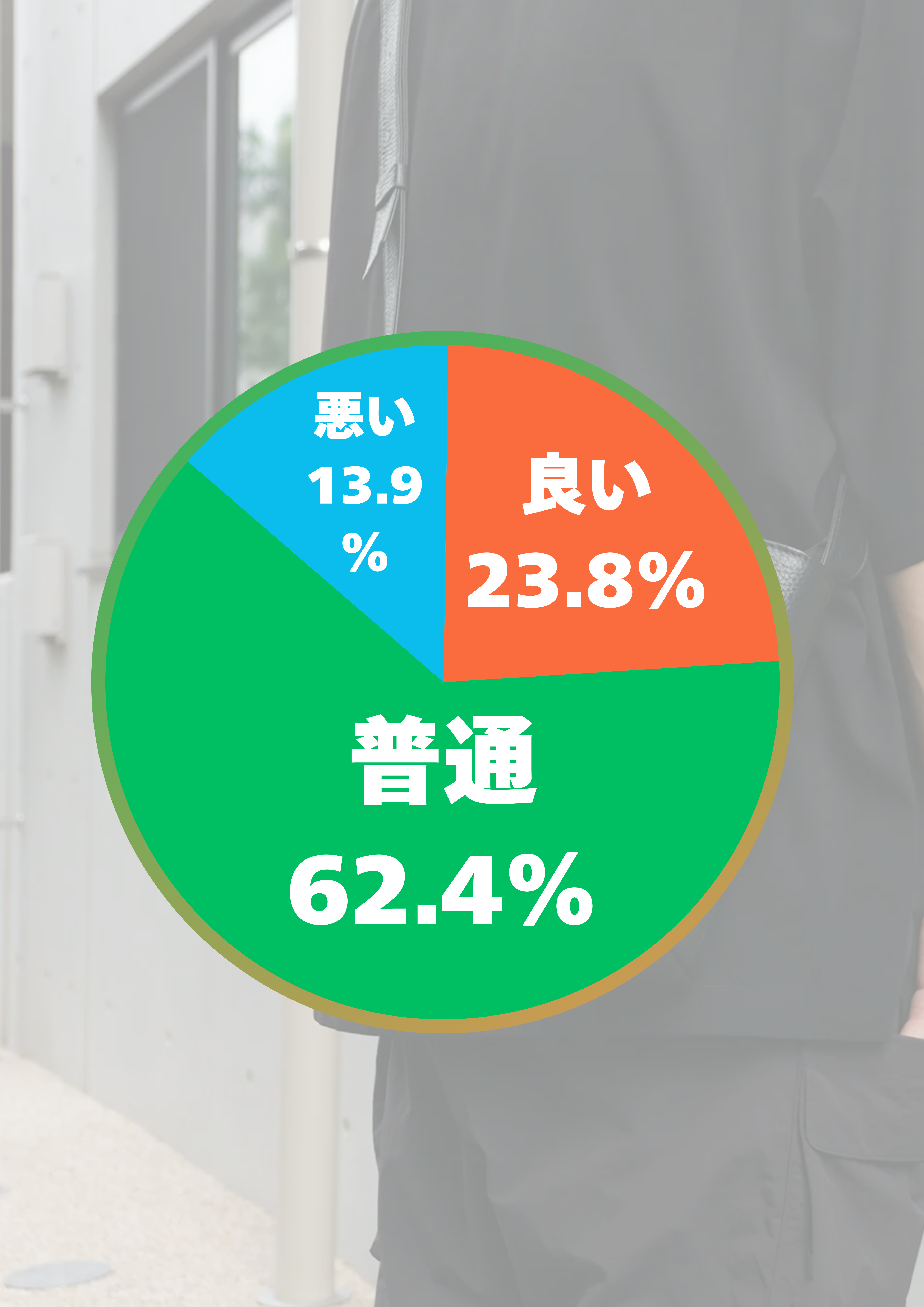 50代男性がナイロンのバッグをプライベートに使ったときの印象を円グラフにした画像