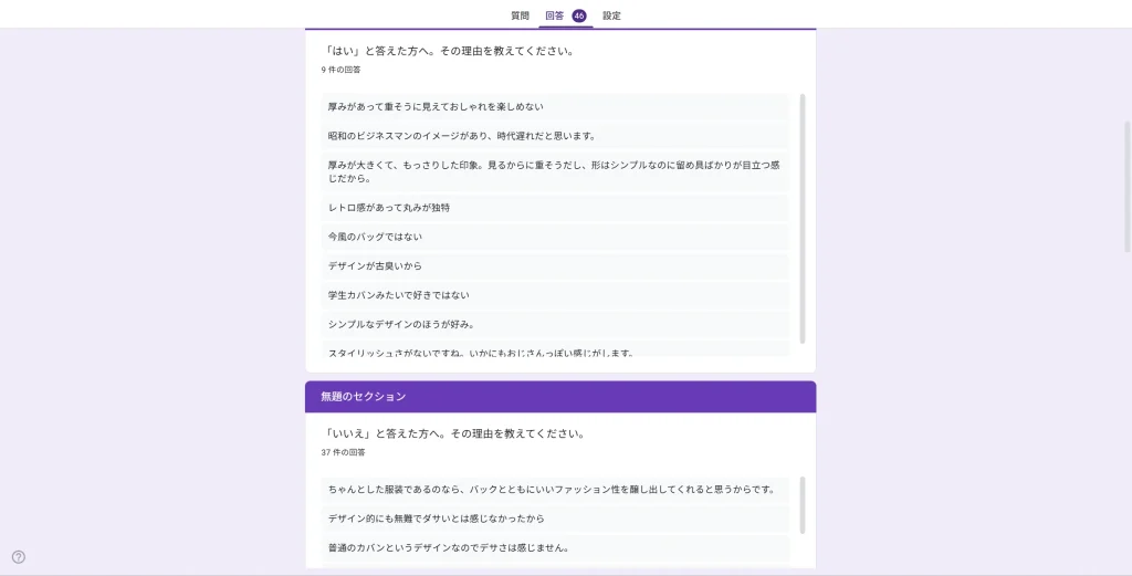 ダレスバッグに関するアンケート結果