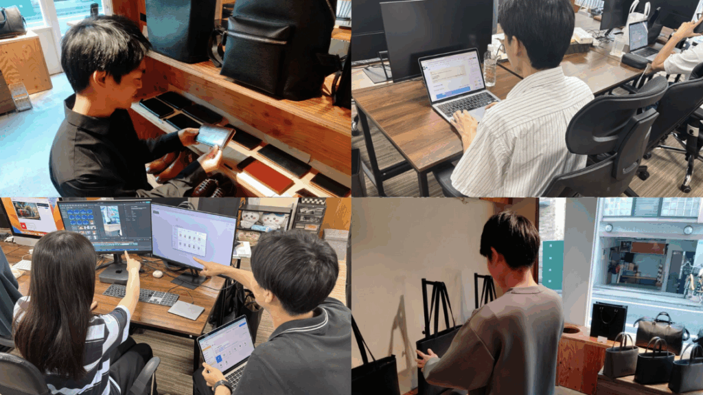 HushTugのインターン生が働いている画像4つ