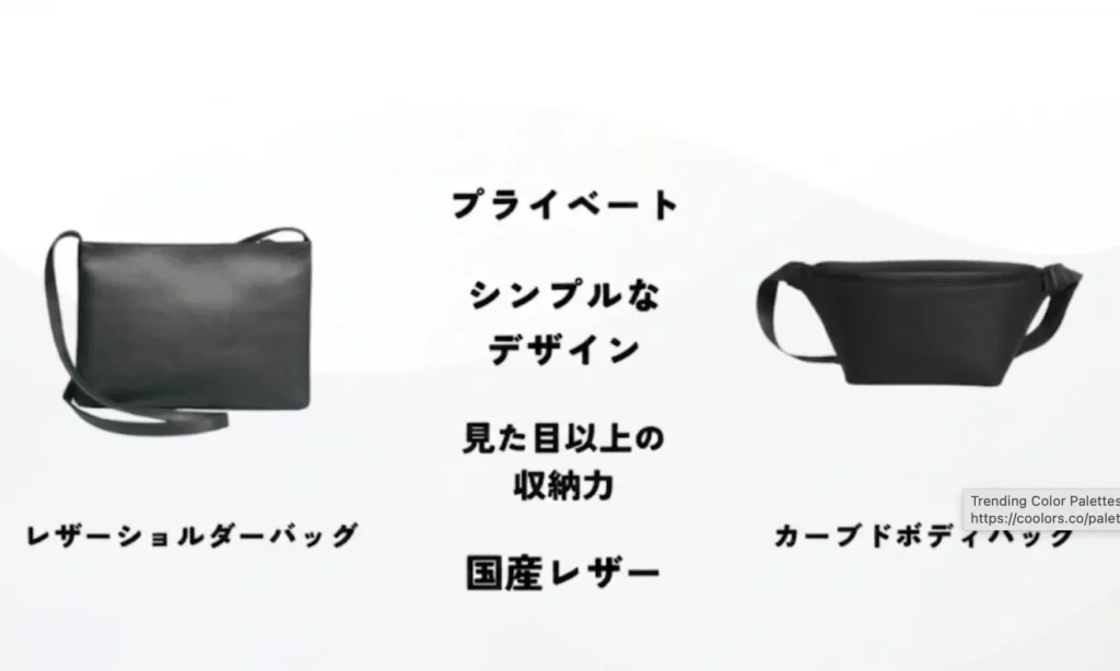 ショルダーバッグとカーブドボディバッグの画像