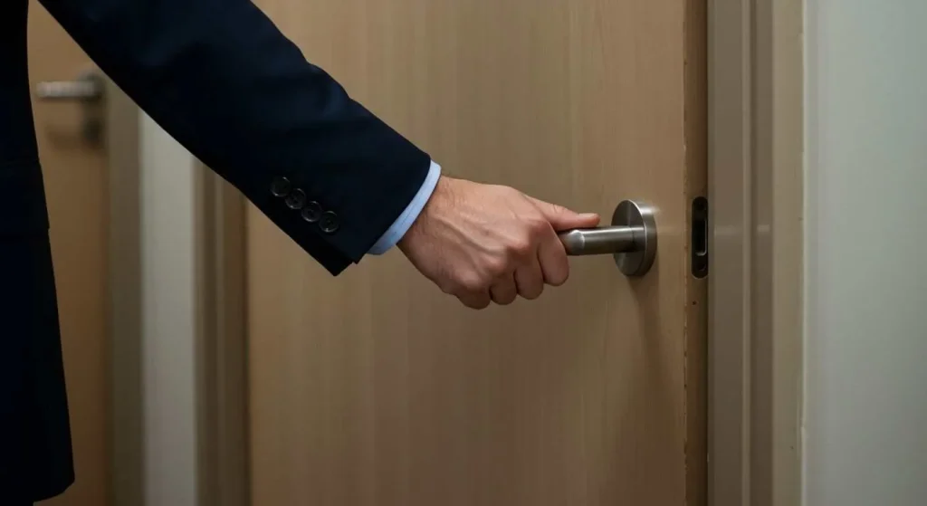 ドアを開ける男性のイメージ