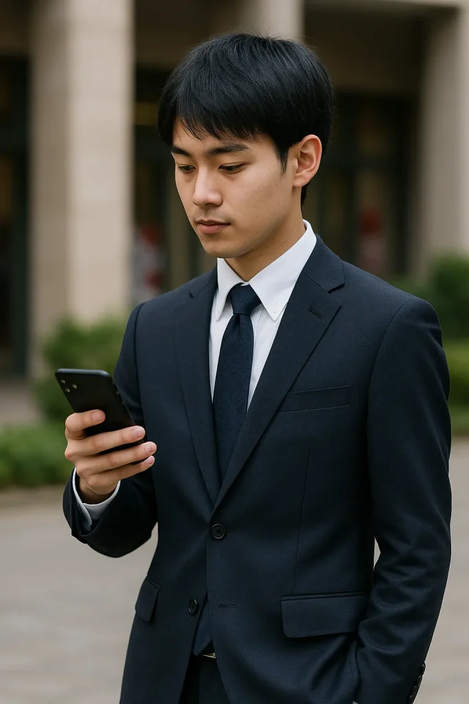 イメージ:成人式にバッグを持っていく男性