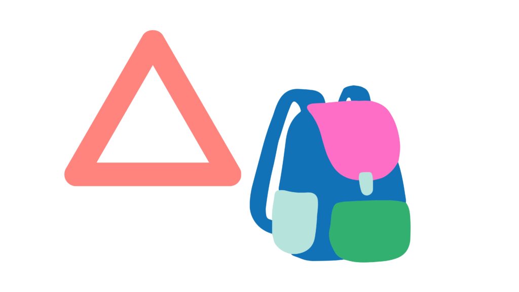 ロゴやイラストが目立つリュックのイメージ