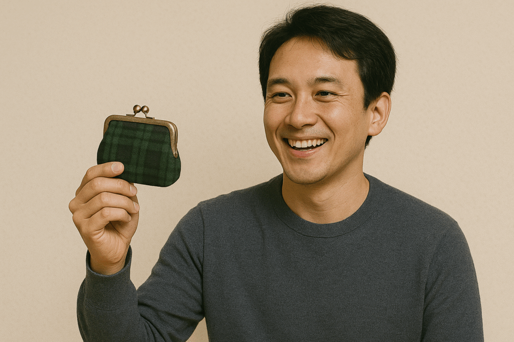 メンズががま口を使用することに肯定的な様子の男性