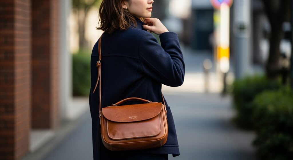 サコッシュを身につける女性の画像