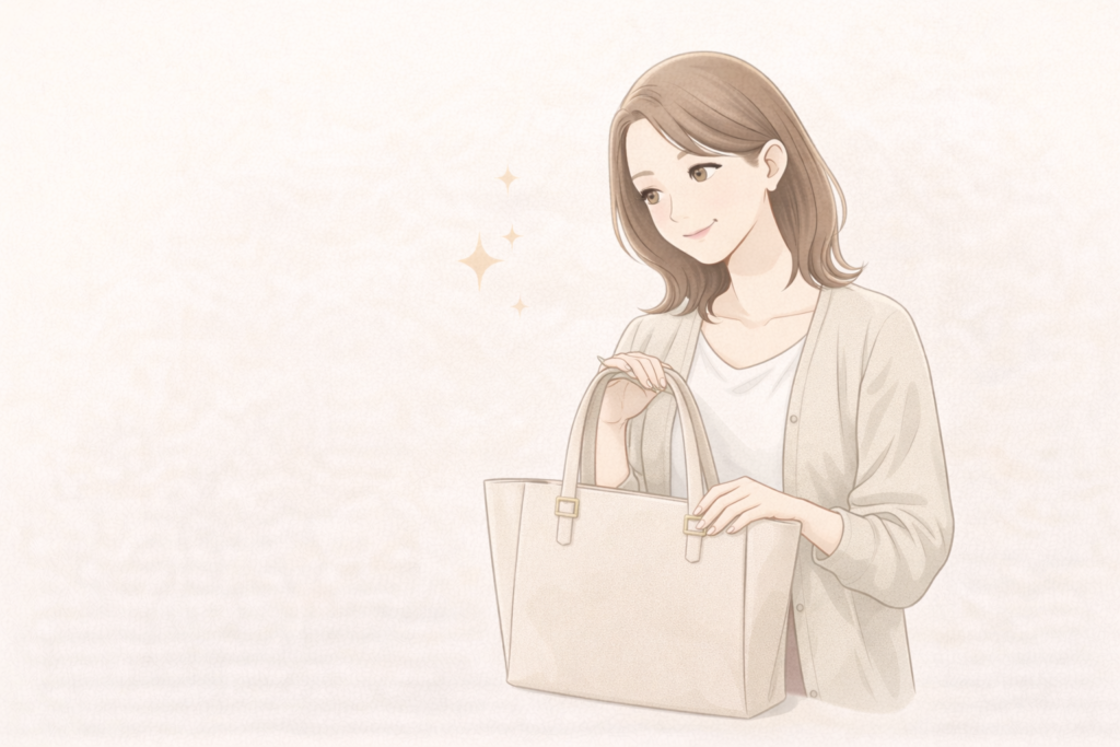 トートバッグを持っている女性のイラスト