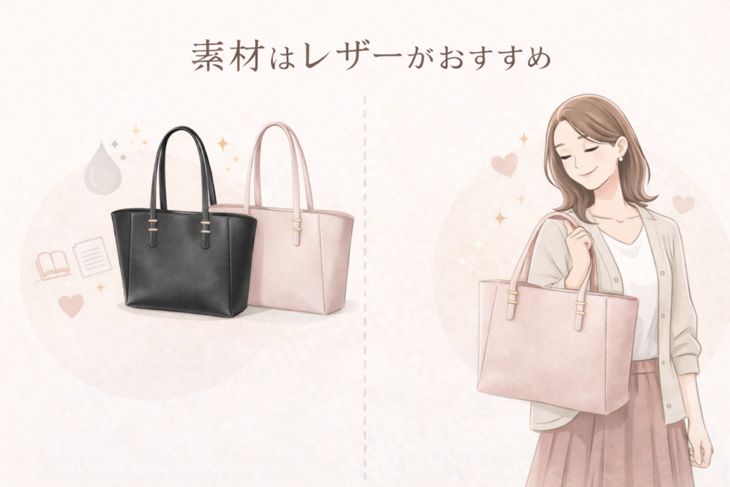 「素材はレザーがおすすめ」仕事にふさわしい上品さと信頼感を